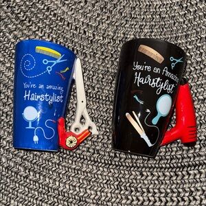 Set of 2/ceramic 20 ounce hairstyle coffee mugs